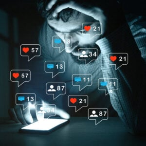 man on social media